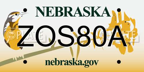 ZOS80A Nebraska License Plate