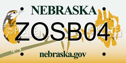 ZOSB04 Nebraska License Plate