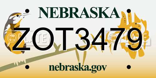 ZOT3479 Nebraska License Plate
