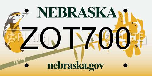 ZOT700 Nebraska License Plate