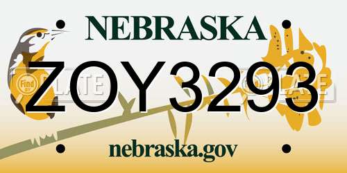 ZOY3293 Nebraska License Plate
