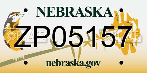 ZP05157 Nebraska License Plate