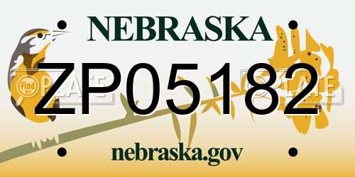 ZP05182 Nebraska License Plate