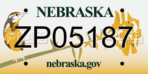ZP05187 Nebraska License Plate