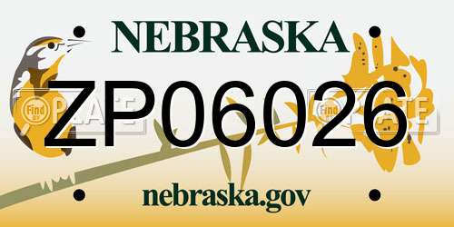 ZP06026 Nebraska License Plate
