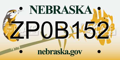 ZP0B152 Nebraska License Plate