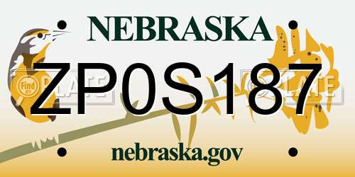 ZP0S187 Nebraska License Plate
