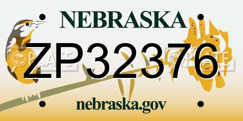 ZP32376 Nebraska License Plate