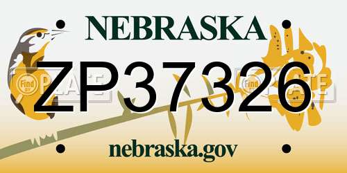 ZP37326 Nebraska License Plate
