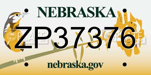ZP37376 Nebraska License Plate