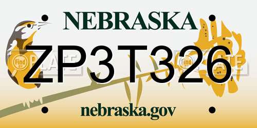 ZP3T326 Nebraska License Plate