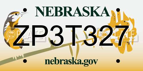 ZP3T327 Nebraska License Plate