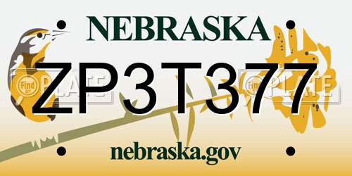 ZP3T377 Nebraska License Plate