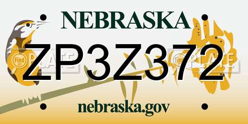 ZP3Z372 Nebraska License Plate