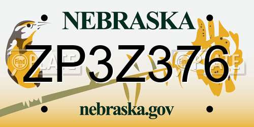 ZP3Z376 Nebraska License Plate