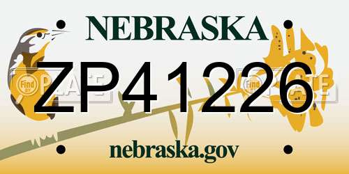 ZP41226 Nebraska License Plate