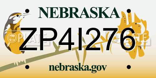 ZP4I276 Nebraska License Plate