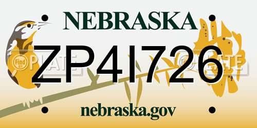 ZP4I726 Nebraska License Plate