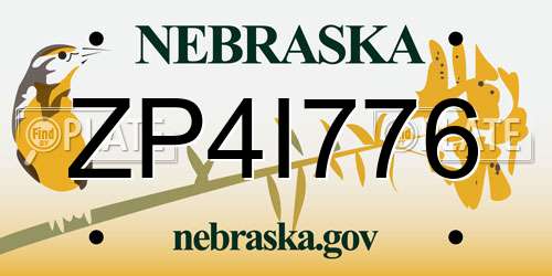 ZP4I776 Nebraska License Plate