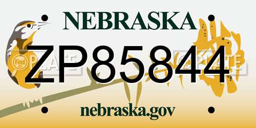 ZP85844 Nebraska License Plate