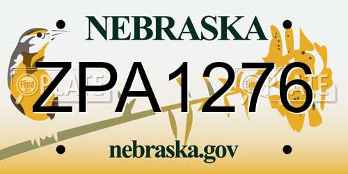 ZPA1276 Nebraska License Plate