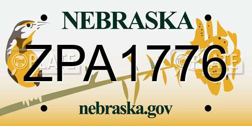 ZPA1776 Nebraska License Plate