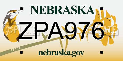ZPA976 Nebraska License Plate