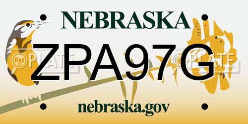 ZPA97G Nebraska License Plate