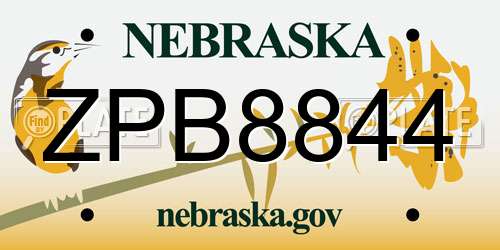 ZPB8844 Nebraska License Plate