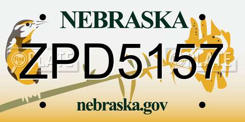 ZPD5157 Nebraska License Plate