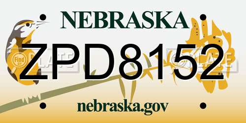 ZPD8152 Nebraska License Plate