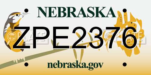 ZPE2376 Nebraska License Plate