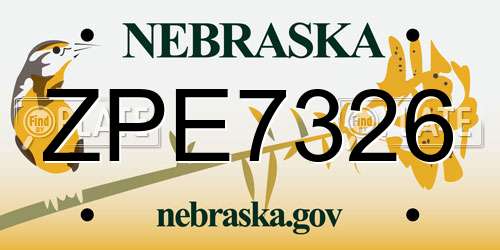 ZPE7326 Nebraska License Plate