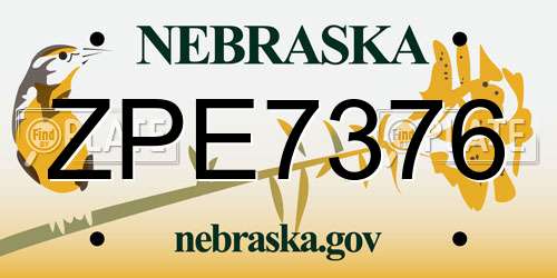 ZPE7376 Nebraska License Plate