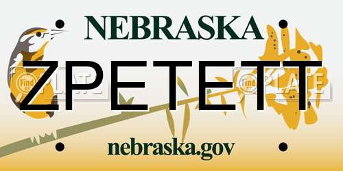 ZPETETT Nebraska License Plate