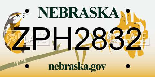 ZPH2832 Nebraska License Plate