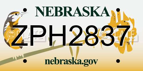 ZPH2837 Nebraska License Plate