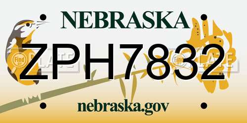 ZPH7832 Nebraska License Plate