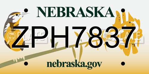 ZPH7837 Nebraska License Plate
