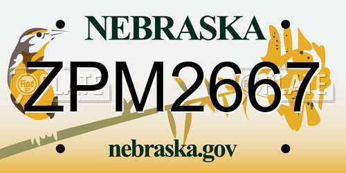 ZPM2667 Nebraska License Plate
