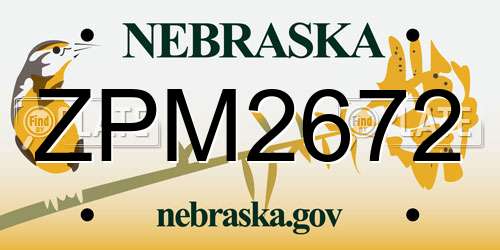 ZPM2672 Nebraska License Plate