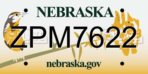 ZPM7622 Nebraska License Plate