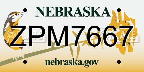ZPM7667 Nebraska License Plate