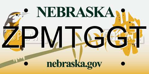 ZPMTGGT Nebraska License Plate