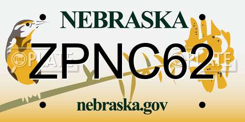 ZPNC62 Nebraska License Plate