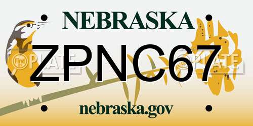 ZPNC67 Nebraska License Plate