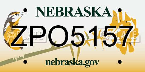 ZPO5157 Nebraska License Plate