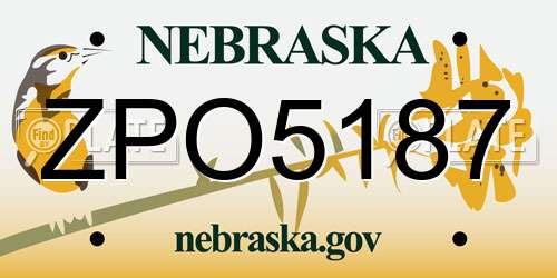 ZPO5187 Nebraska License Plate