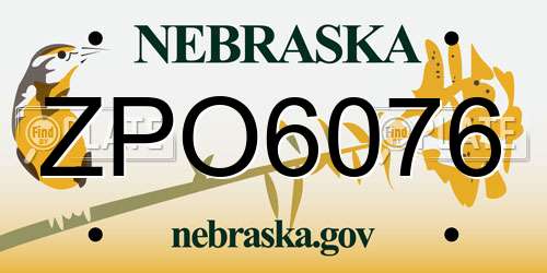 ZPO6076 Nebraska License Plate