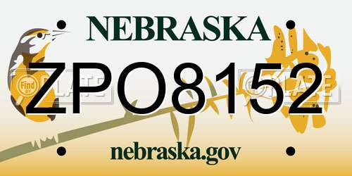 ZPO8152 Nebraska License Plate